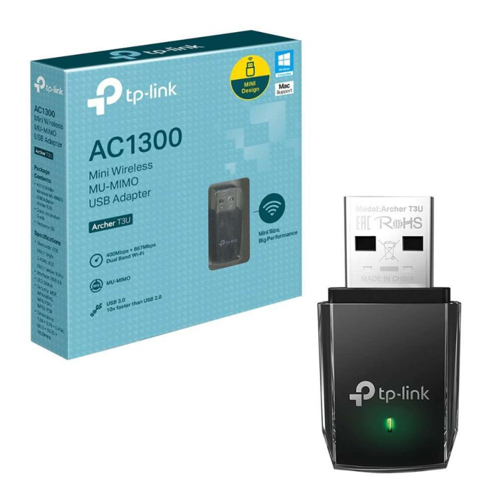 TP-Link AC1300 Mini Wireless MU-MIMO USB Adapter - TL-ARCHER T3U TP-Link AC1300 Mini Wireless MU-MIMO USB Adapter - TL-ARCHER T3U